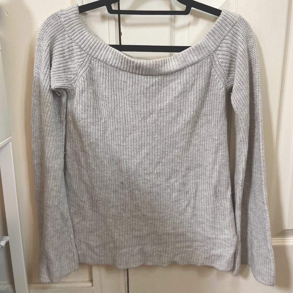 Off the shoulder American Eagle grey knit sweater